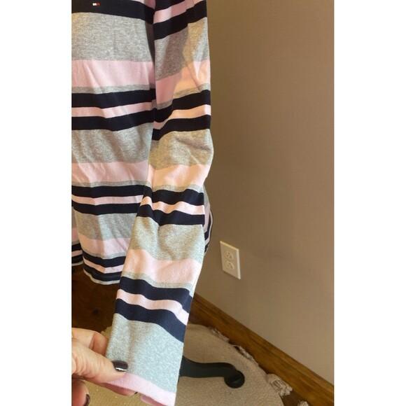 Tommy Hilfiger Top T Shirt Plus Size XL (but measures smaller) Striped Navy Pink - Picture 4 of 11
